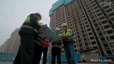 4K中国建筑工人现场指挥施工图